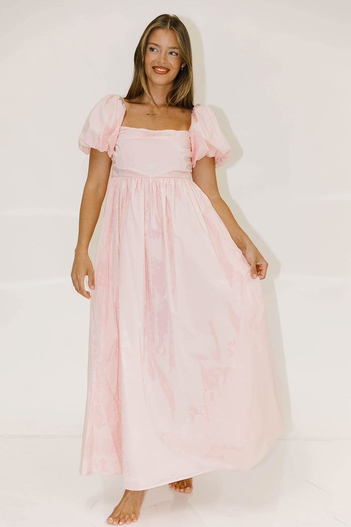 Courtney 100% Cotton Dress in Pale Pink
