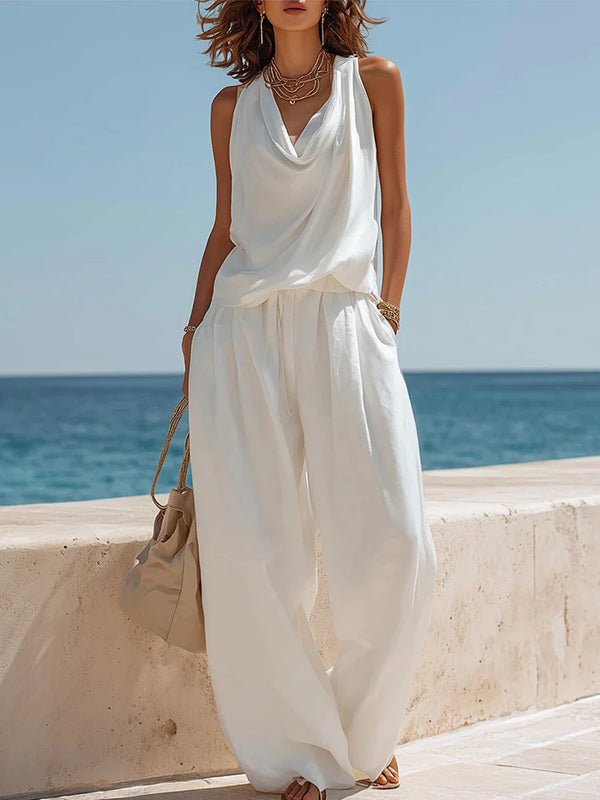 Cowl-Neck Tank Top & Pants Set