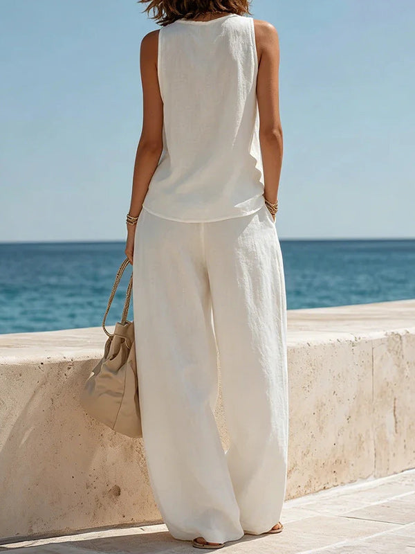 Cowl-Neck Tank Top & Pants Set