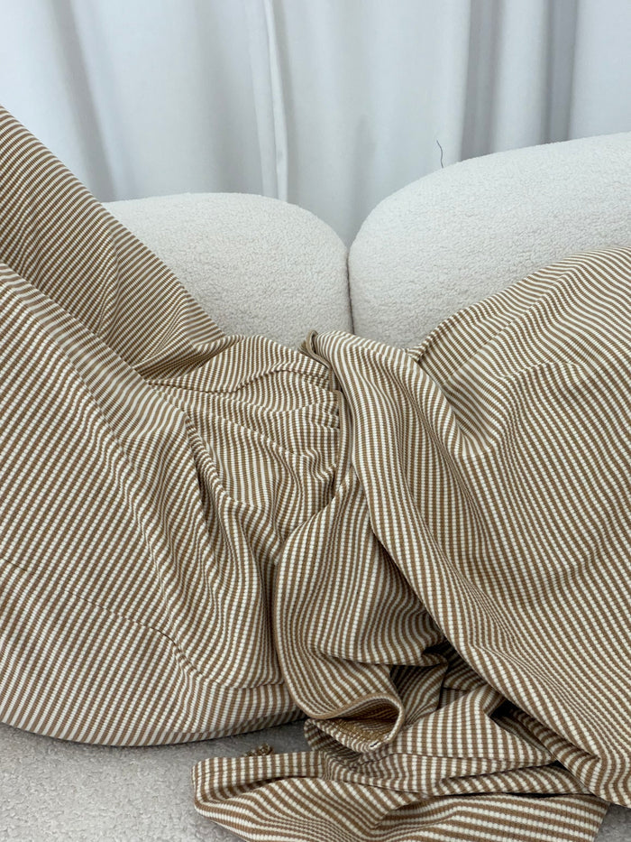 Crawford Striped Ribbed Pants in Latte