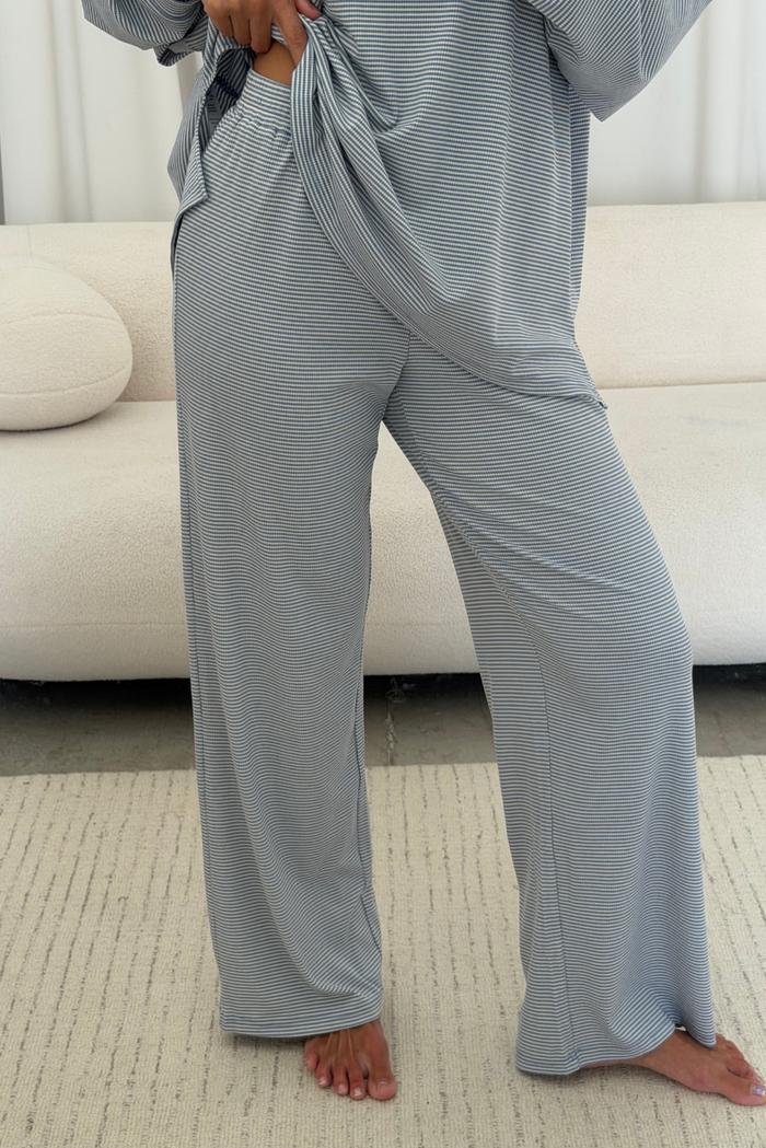 Crawford Striped Ribbed Pants in Periwinkle