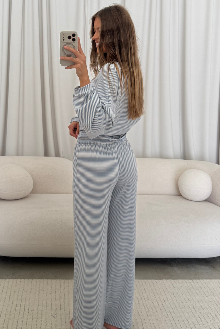 Crawford Striped Ribbed Pants in Periwinkle