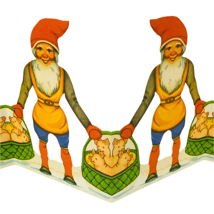 Cutout Tomte with basket of pigs