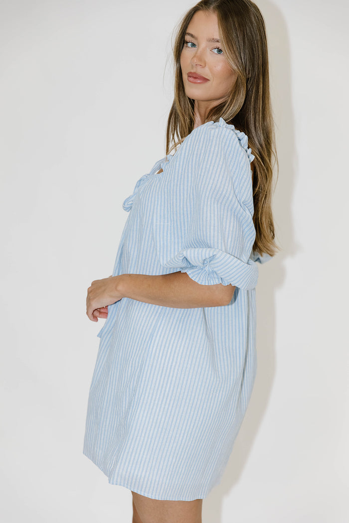 Darling 100% Cotton Mini Dress in Laguna Stripe