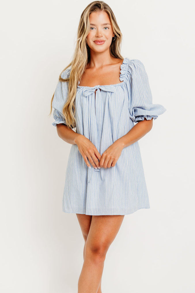 Darling 100% Cotton Mini Dress in Laguna Stripe