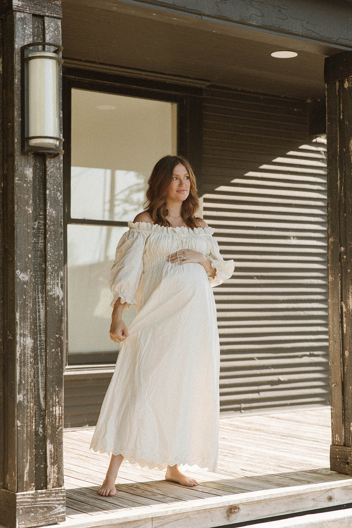 Daydreamer 100% Cotton Maxi Dress in Cream - Bump Friendly