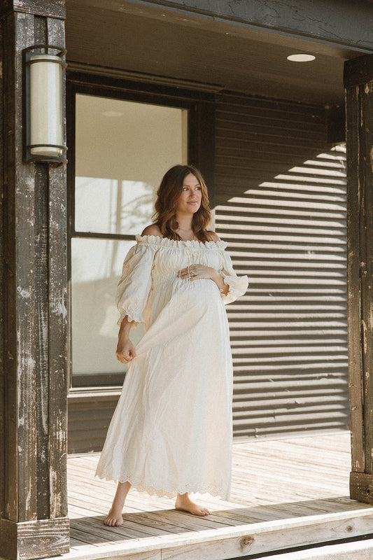 Daydreamer 100% Cotton Maxi Dress in Cream - Bump Friendly
