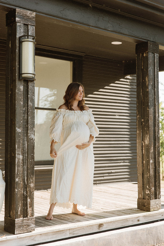 Daydreamer 100% Cotton Maxi Dress in Cream - Bump Friendly