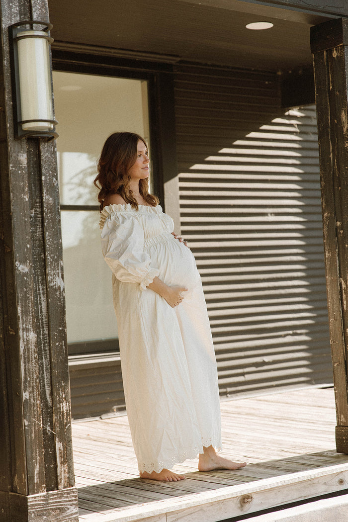 Daydreamer 100% Cotton Maxi Dress in Cream - Bump Friendly