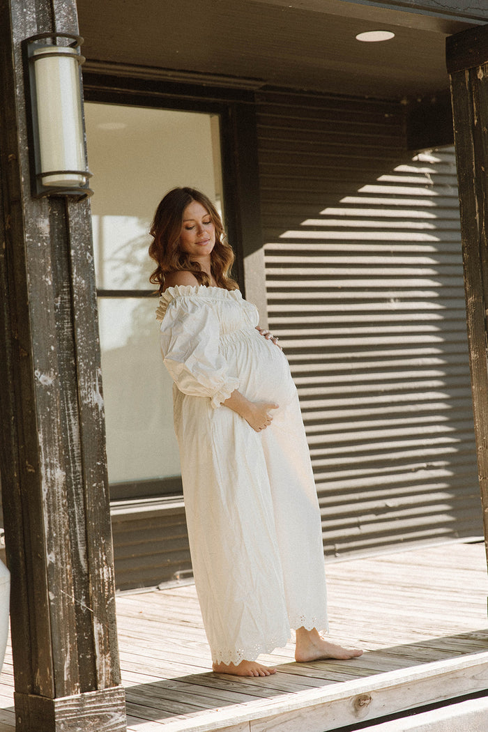 Daydreamer 100% Cotton Maxi Dress in Cream - Bump Friendly