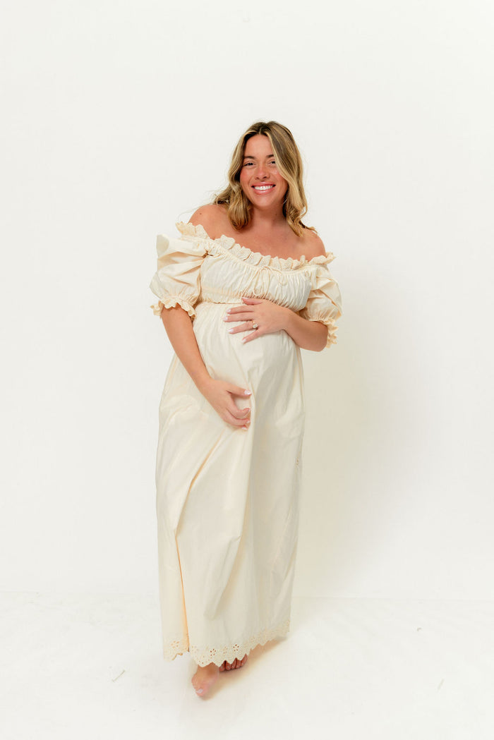 Daydreamer 100% Cotton Maxi Dress in Cream - Bump Friendly