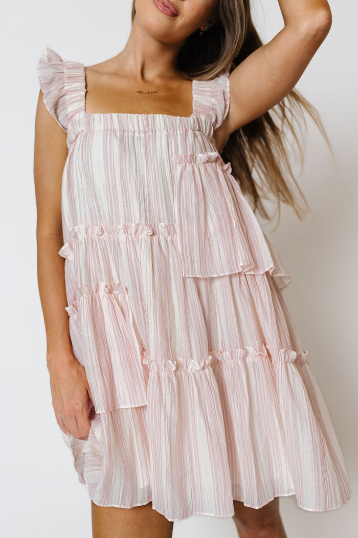 Dayton Asymmetrical Mini Dress in Blush