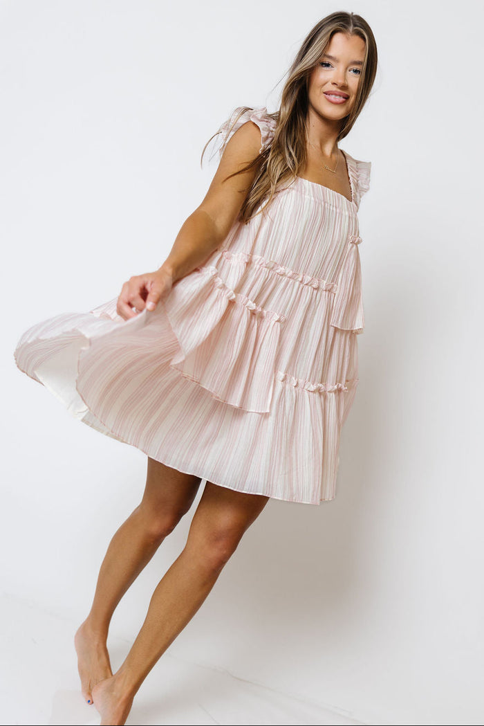 Dayton Asymmetrical Mini Dress in Blush