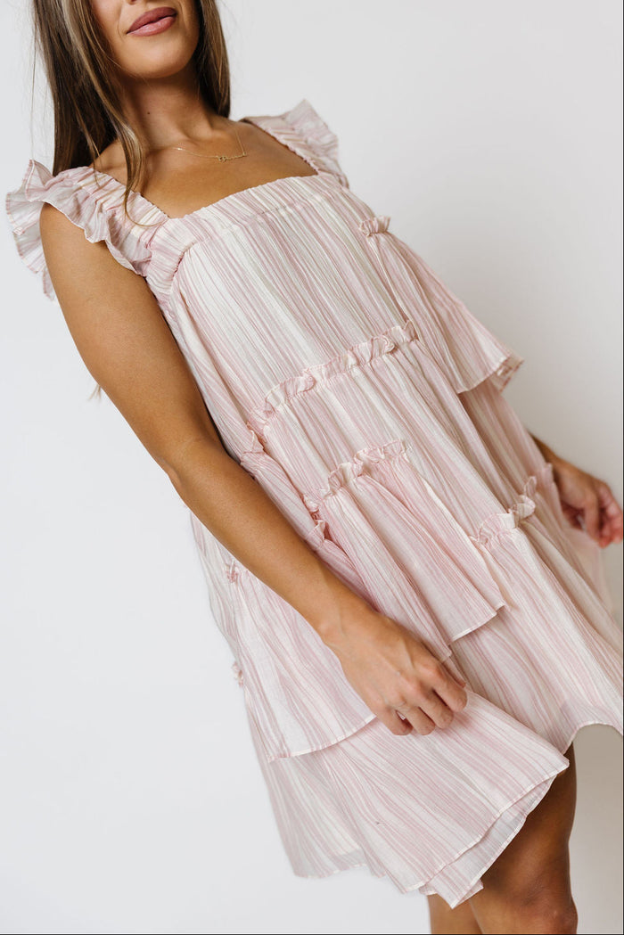 Dayton Asymmetrical Mini Dress in Blush