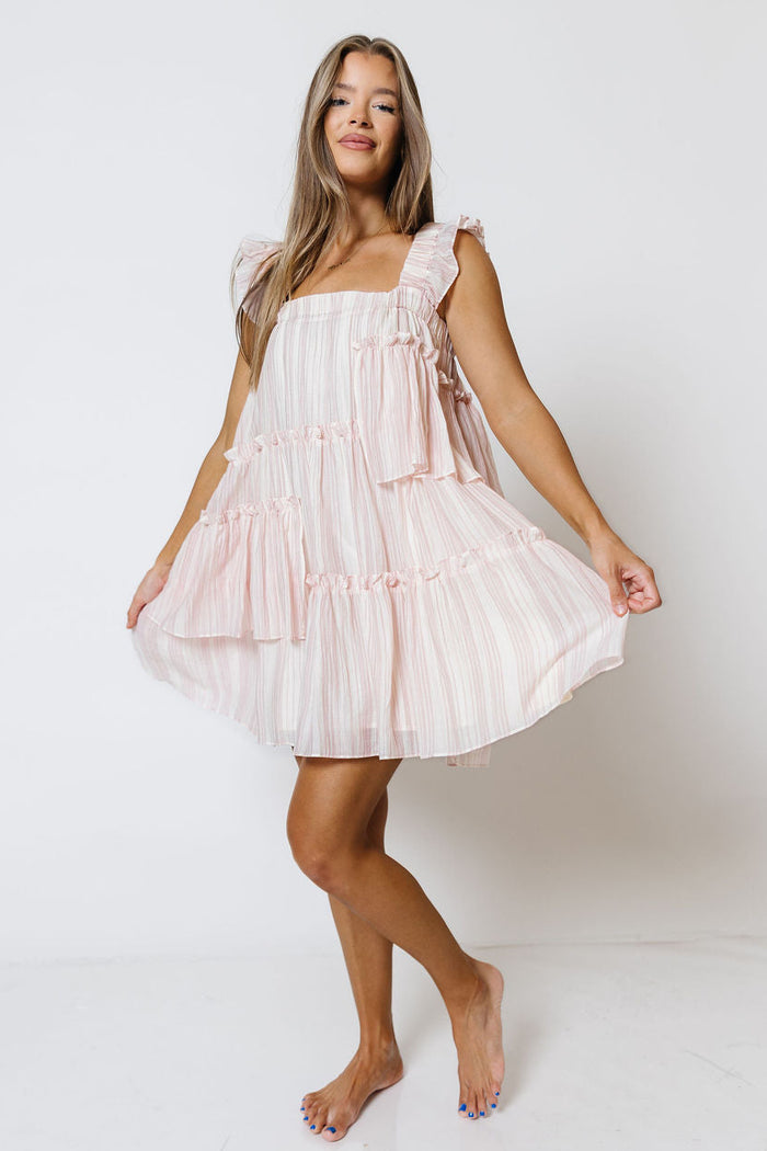 Dayton Asymmetrical Mini Dress in Blush