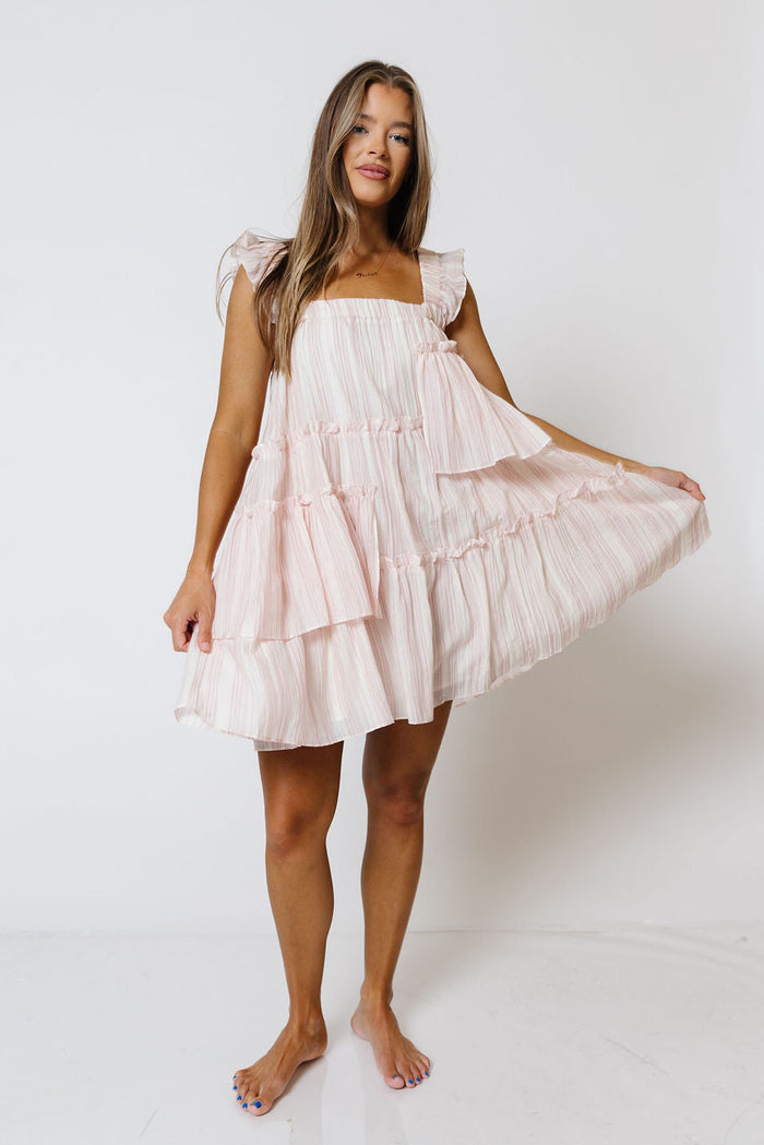 Dayton Asymmetrical Mini Dress in Blush
