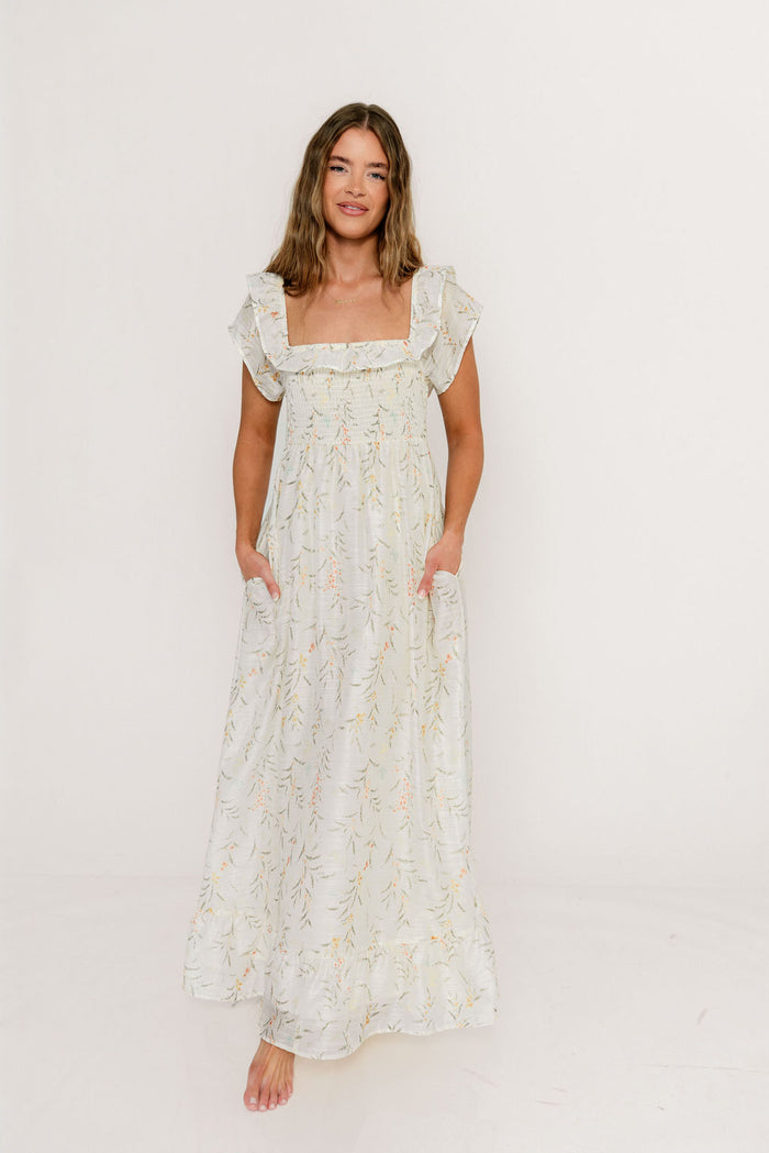 Deidra Maxi Dress in Cream - Bump Friendly