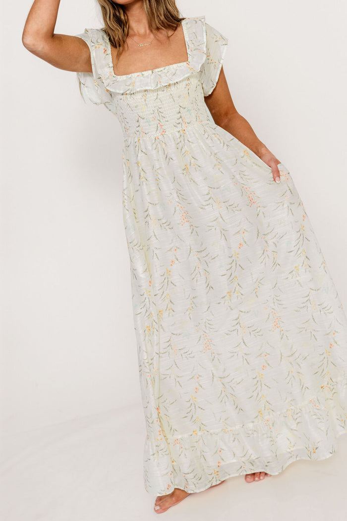 Deidra Maxi Dress in Cream - Bump Friendly