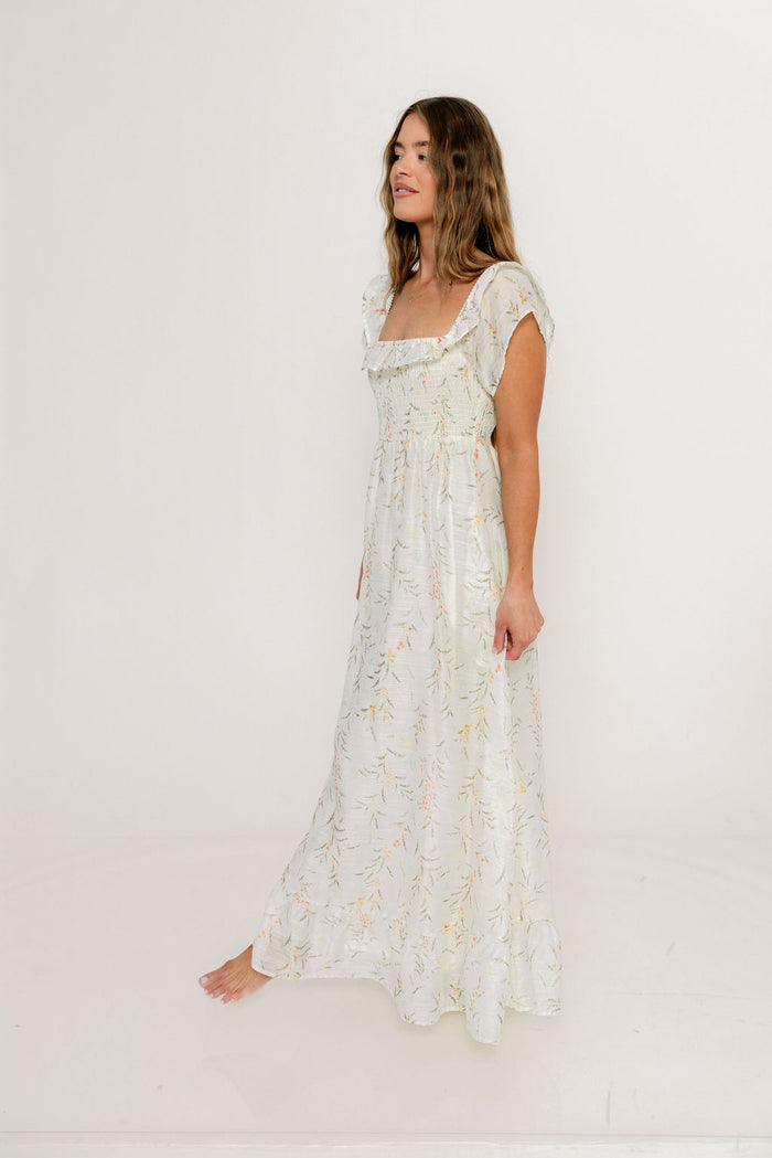Deidra Maxi Dress in Cream - Bump Friendly