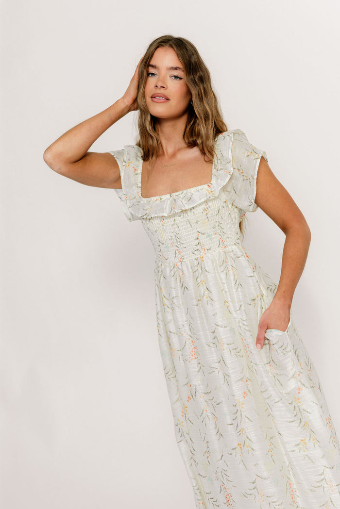 Deidra Maxi Dress in Cream - Bump Friendly