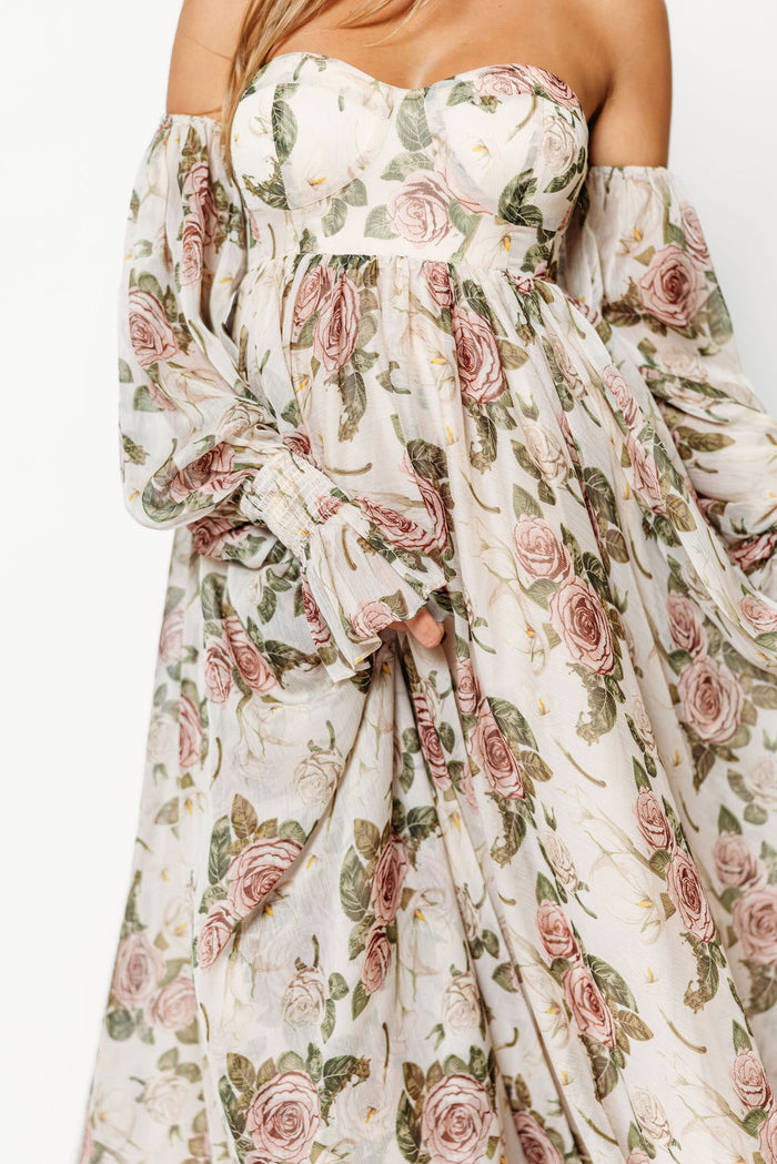 Delilah Maxi Dress with Train in Rose - Bump Friendly *9/3 PRE-ORDER*