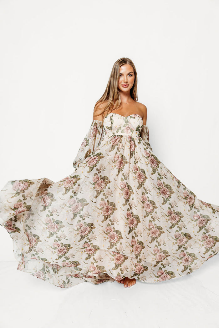 Delilah Maxi Dress with Train in Rose - Bump Friendly *9/3 PRE-ORDER*