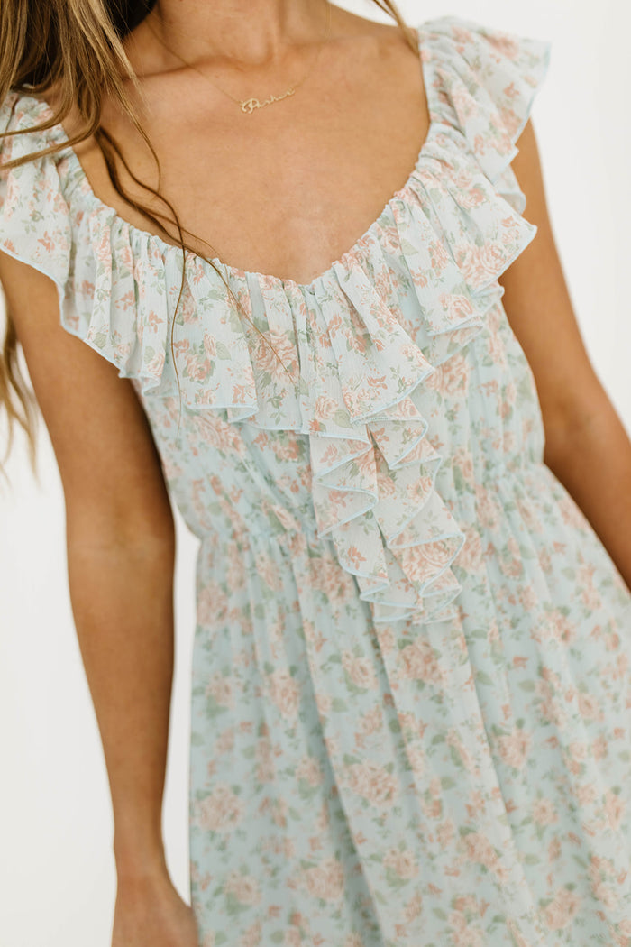 Desi Maxi Dress in Light Blue - Bump Friendly for Early Maternity
