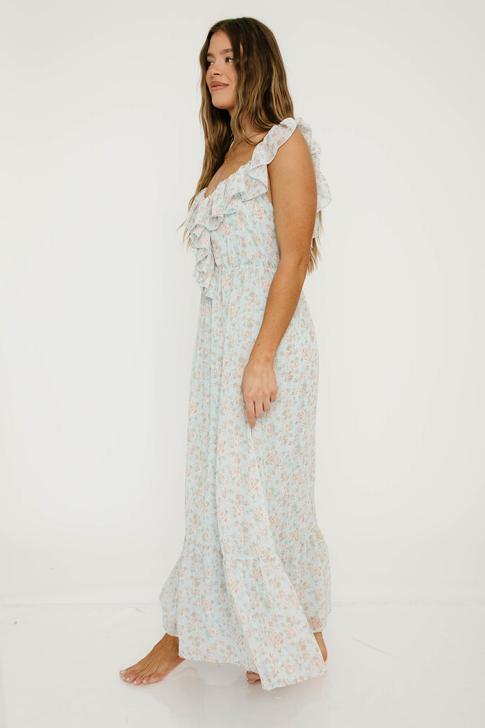 Desi Maxi Dress in Light Blue - Bump Friendly for Early Maternity