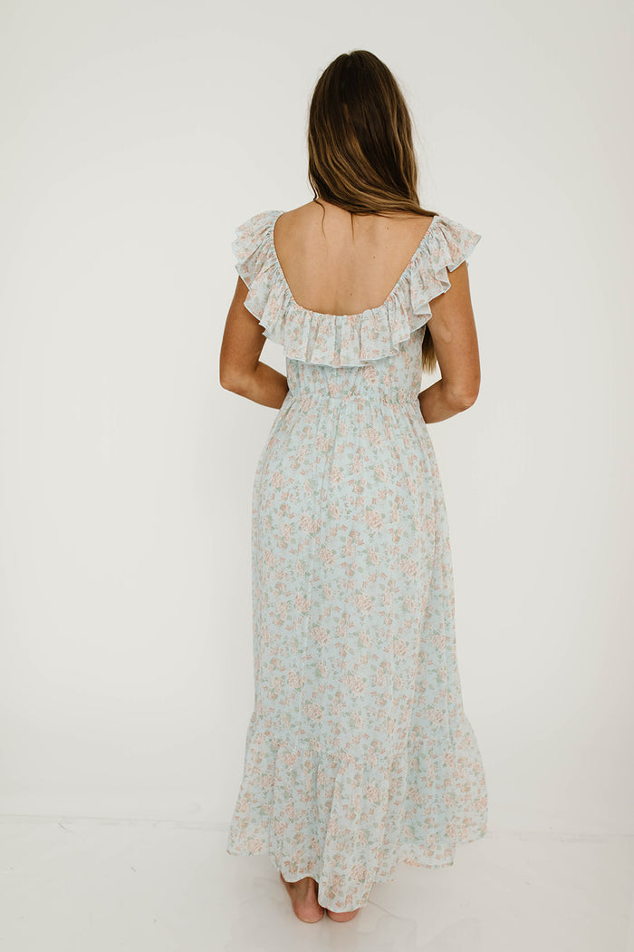 Desi Maxi Dress in Light Blue - Bump Friendly for Early Maternity