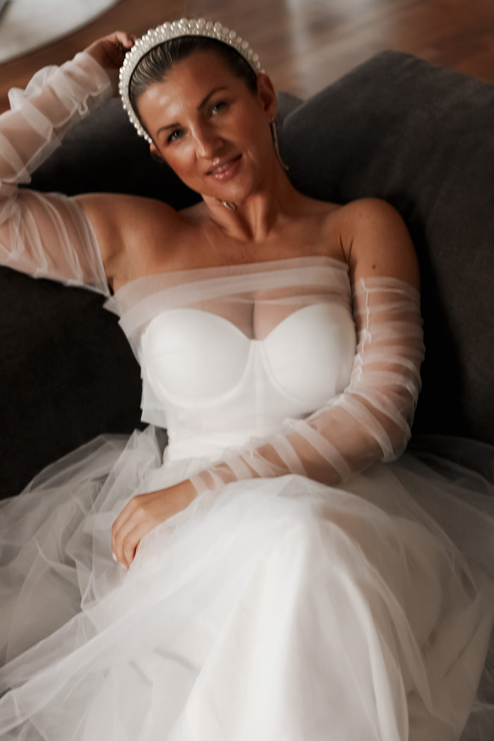 Detachable Bridal Sleeves & Shawl Set - Velo Bianco