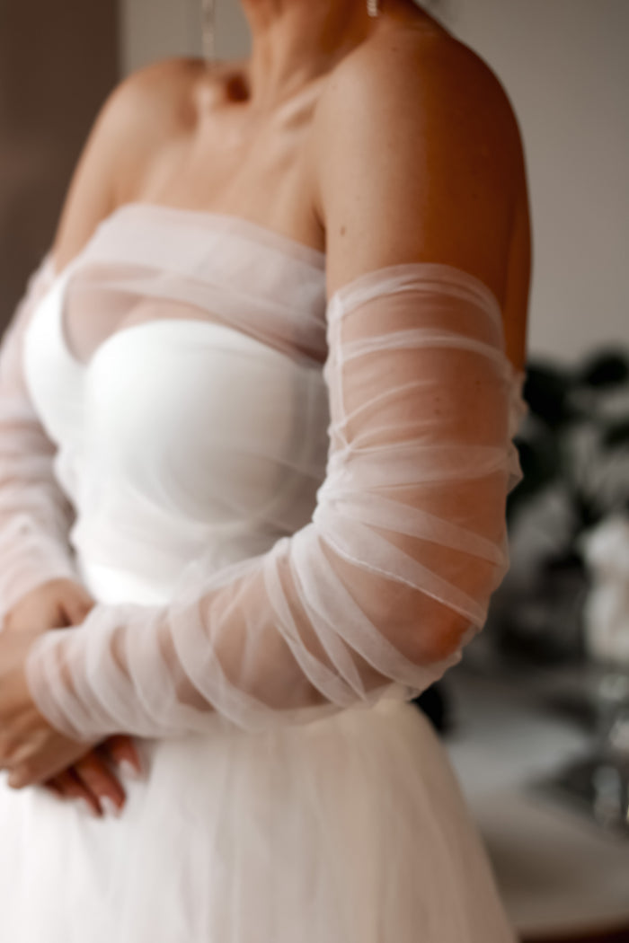 Detachable Bridal Sleeves & Shawl Set - Velo Bianco