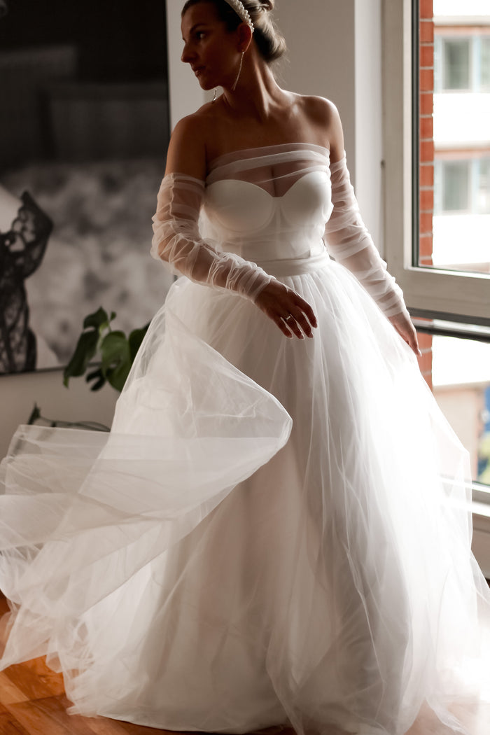 Detachable Bridal Sleeves & Shawl Set - Velo Bianco