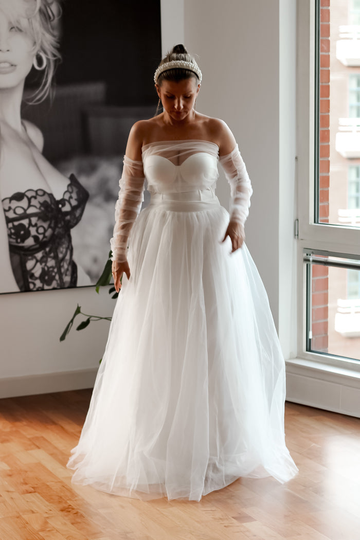 Detachable Bridal Sleeves & Shawl Set - Velo Bianco