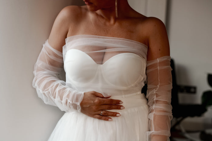 Detachable Bridal Sleeves & Shawl Set - Velo Bianco