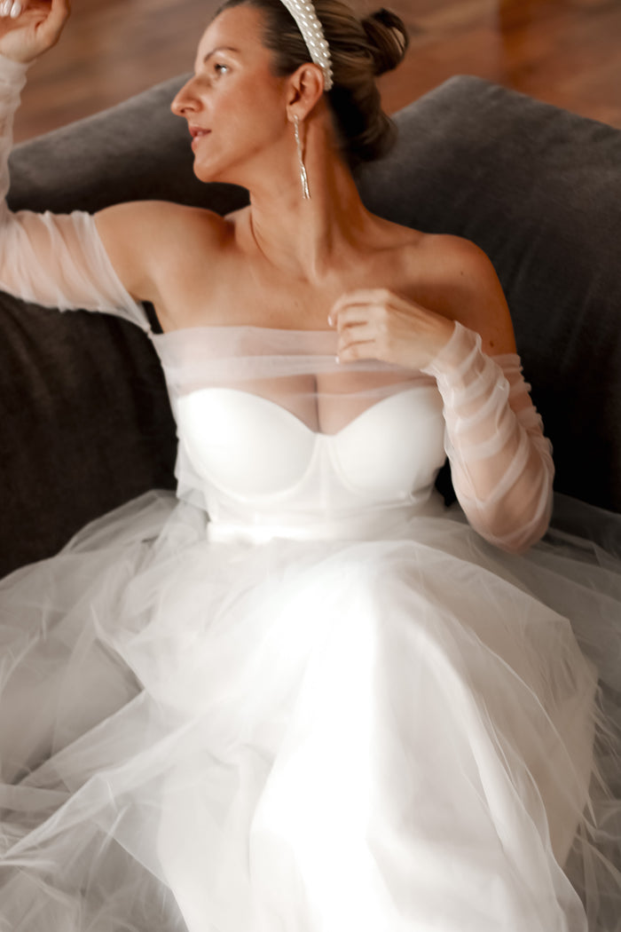 Detachable Bridal Sleeves & Shawl Set - Velo Bianco