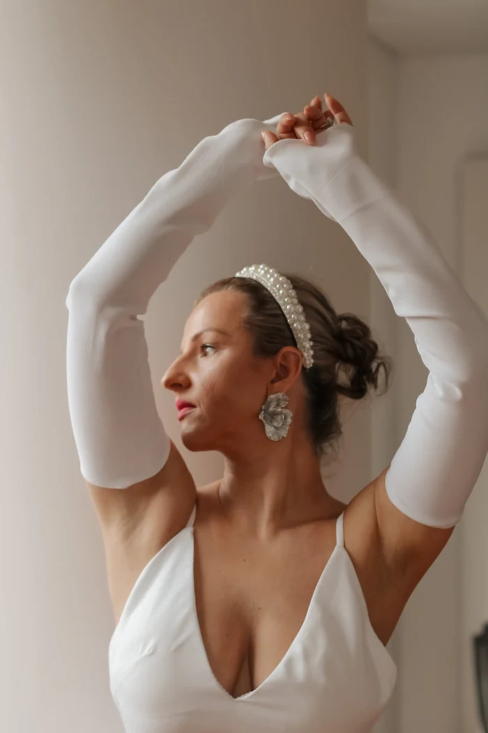 Detachable Crepe Bridal Sleeves - Velo Bianco