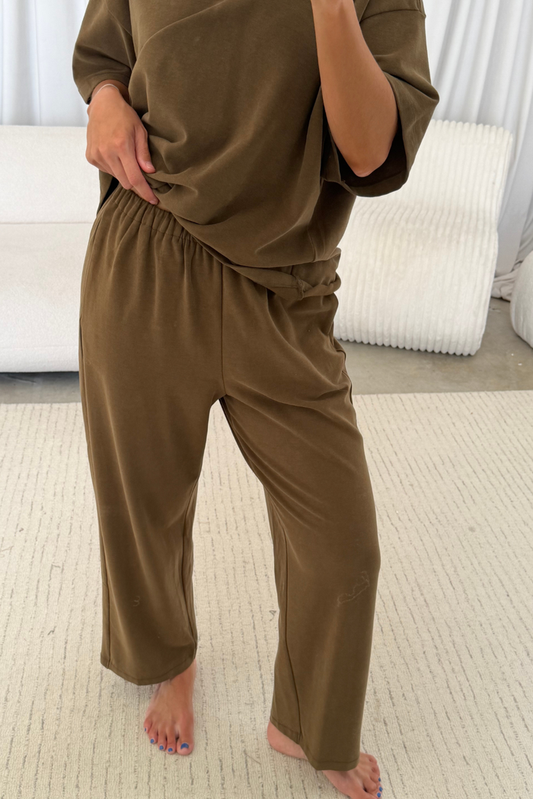 Dixon Butter Brushed Knit Straight Leg Pants in Fatigue