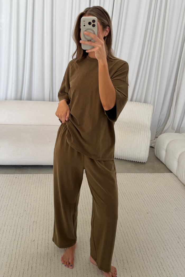 Dixon Butter Brushed Knit Straight Leg Pants in Fatigue