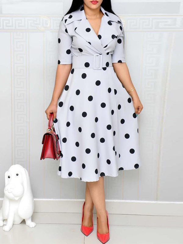 Dot Belted Blazer Dress