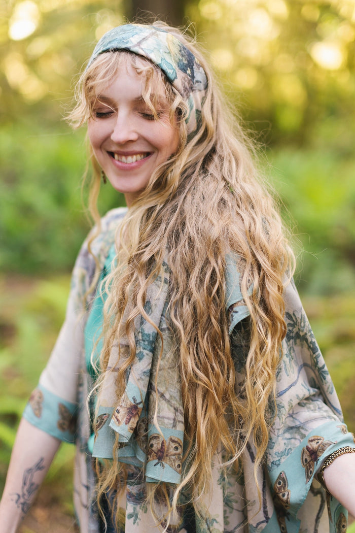 Scarf inspired by Charles Aston’s tree paintings and antique moth artwork – a light, airy accessory perfect for daydreamers and nature lovers – Market of Stars.