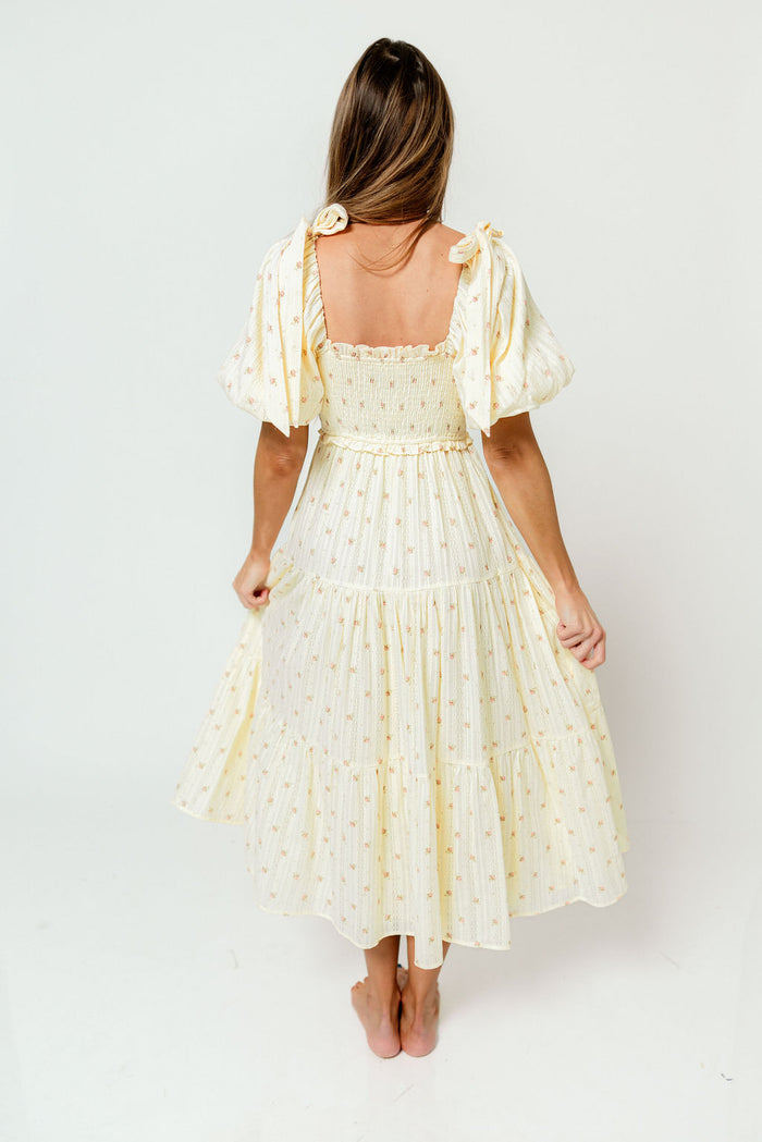 Elena 100% Cotton Midi Dress in Butter Floral - Bump Friendly (Restocking Jan 2027)