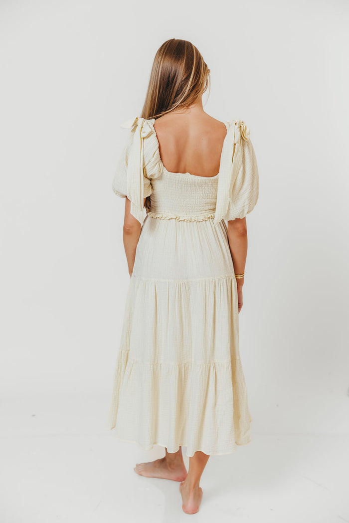 Elena 100% Cotton Midi Dress in Faded Grid - Bump Friendly