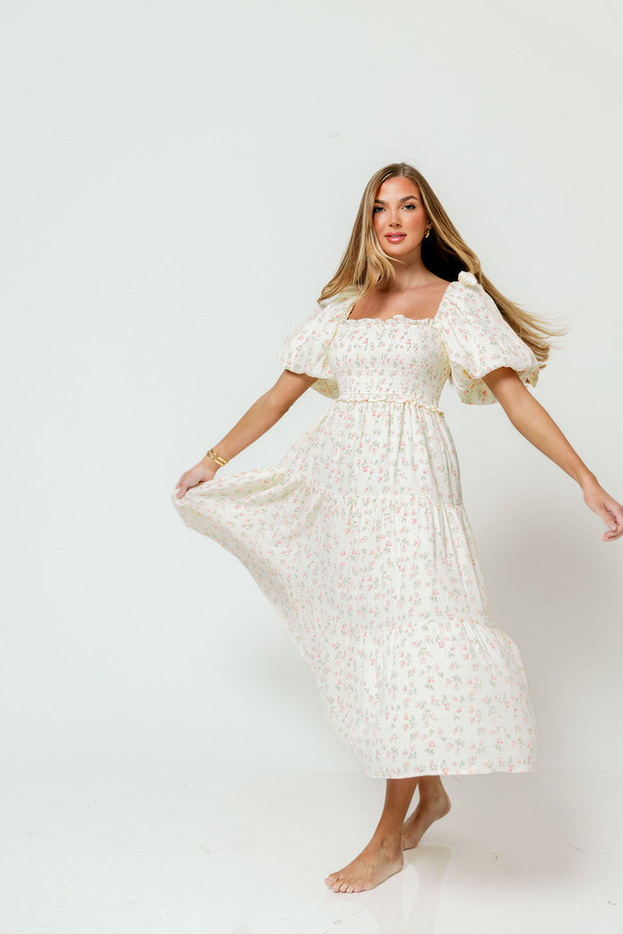 Elena 100% Cotton Midi Dress in Pink Tulip - Bump Friendly & Inclusive Sizing