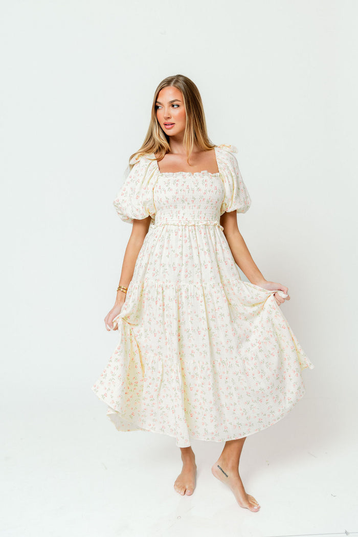 Elena 100% Cotton Midi Dress in Pink Tulip - Bump Friendly & Inclusive Sizing