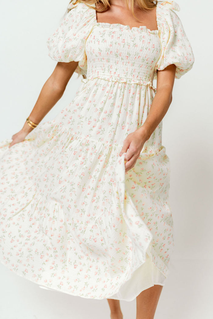 Elena 100% Cotton Midi Dress in Pink Tulip - Bump Friendly & Inclusive Sizing