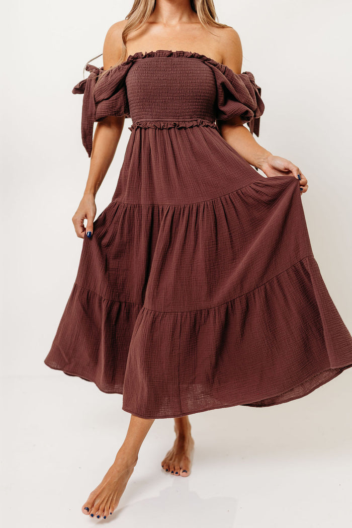 Elena 100% Cotton Midi Dress in Plum - Bump Friendly & Inclusive Sizing