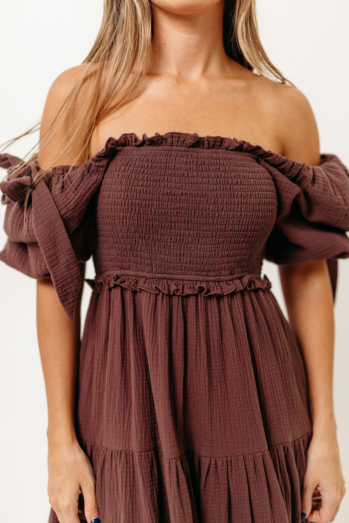 Elena 100% Cotton Midi Dress in Plum - Bump Friendly & Inclusive Sizing
