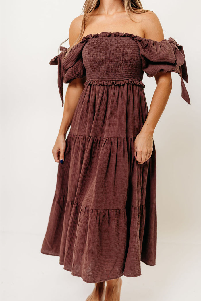 Elena 100% Cotton Midi Dress in Plum - Bump Friendly & Inclusive Sizing