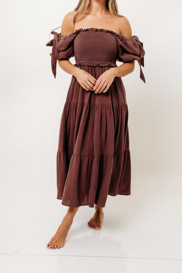 Elena 100% Cotton Midi Dress in Plum - Bump Friendly & Inclusive Sizing