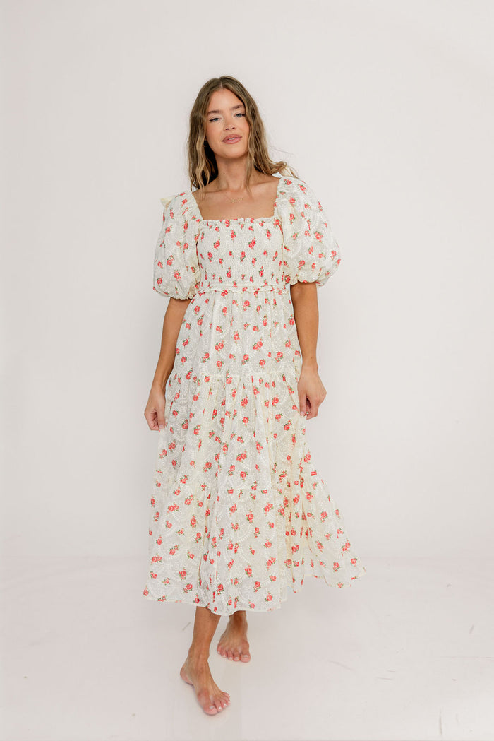 Elena 100% Cotton Midi Dress in Rose - Bump Friendly